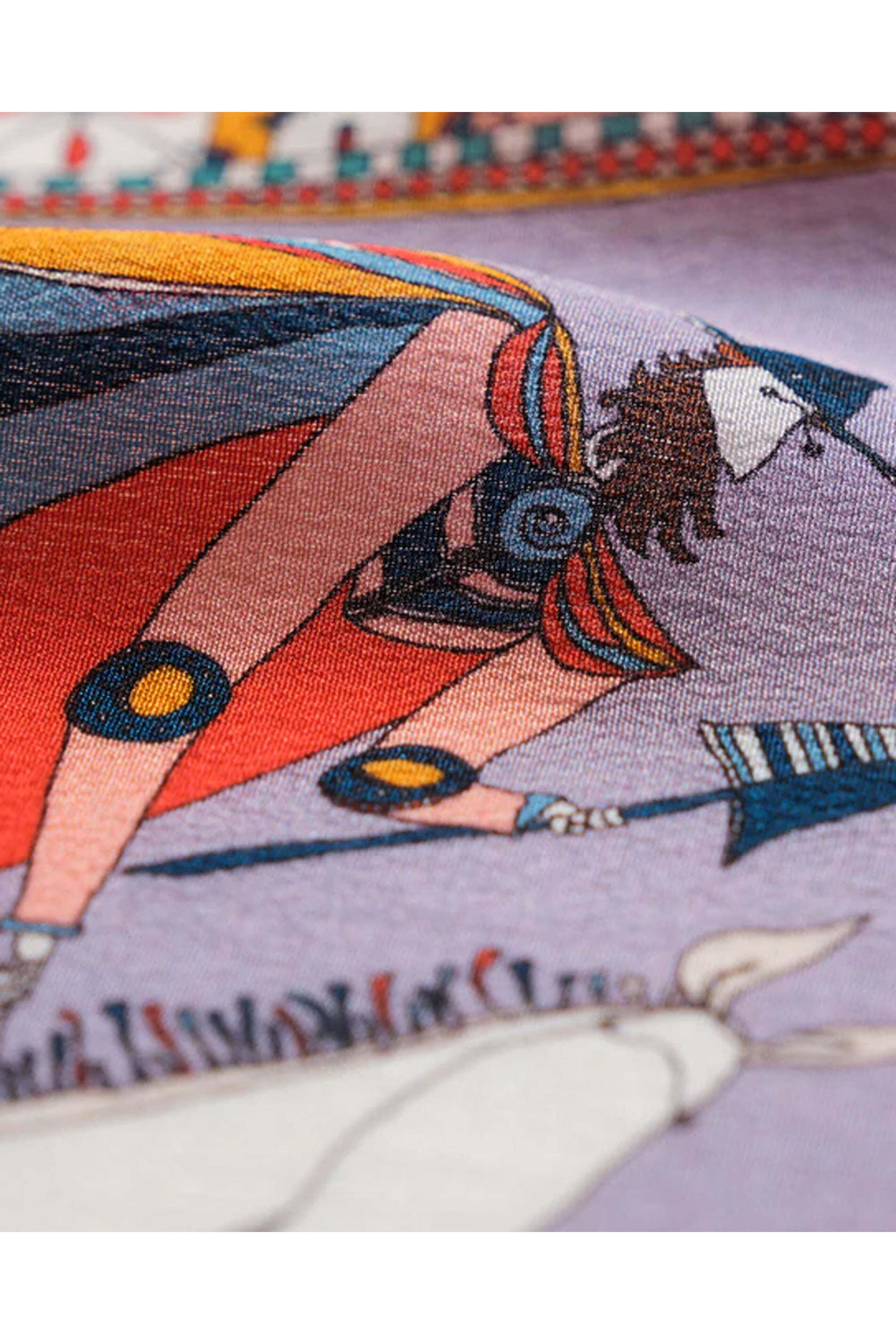 Rumi Su - Don Quixote Silk Scarf in Lilac and Teal