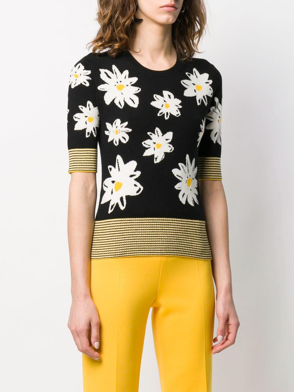 Chinti & Parker - Black & Yellow Daisy Print Sweater