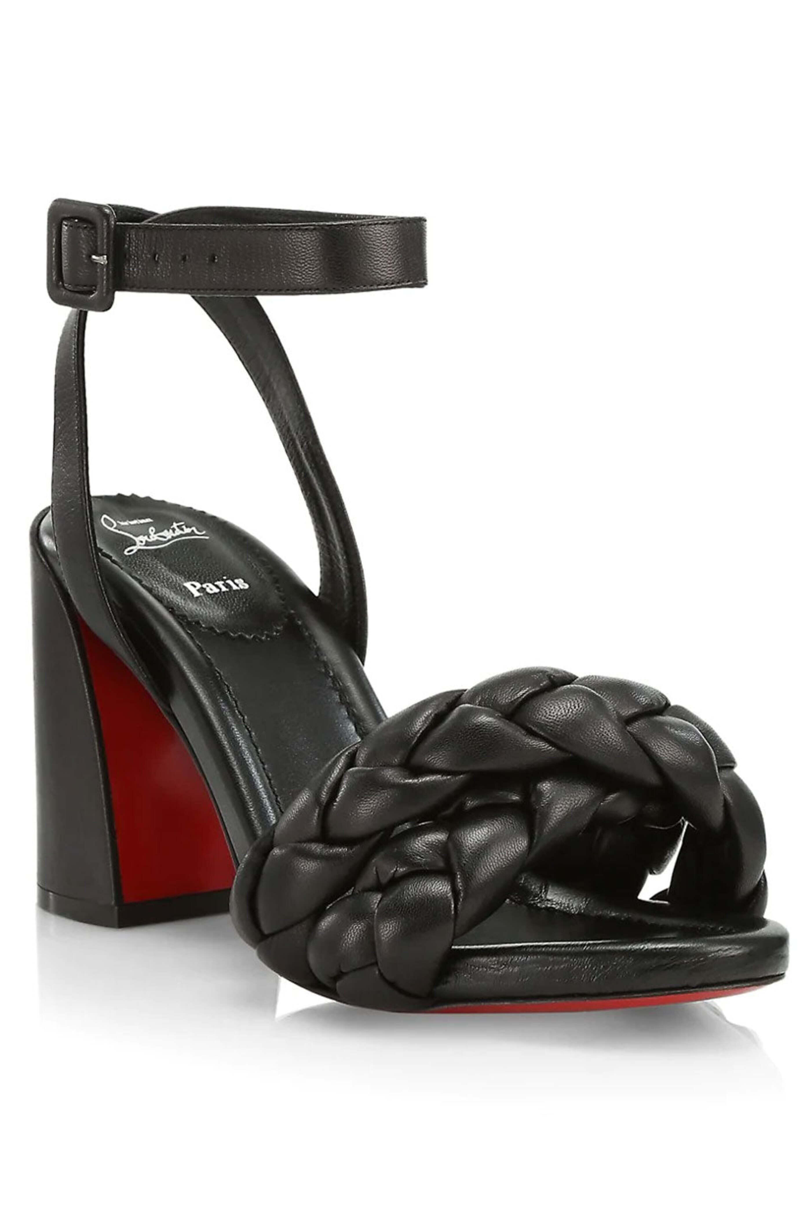 【関税送料込】ルブタン Brio Braided Block Heel Sandal Christian Louboutin - Brio Braided Sandal in Black