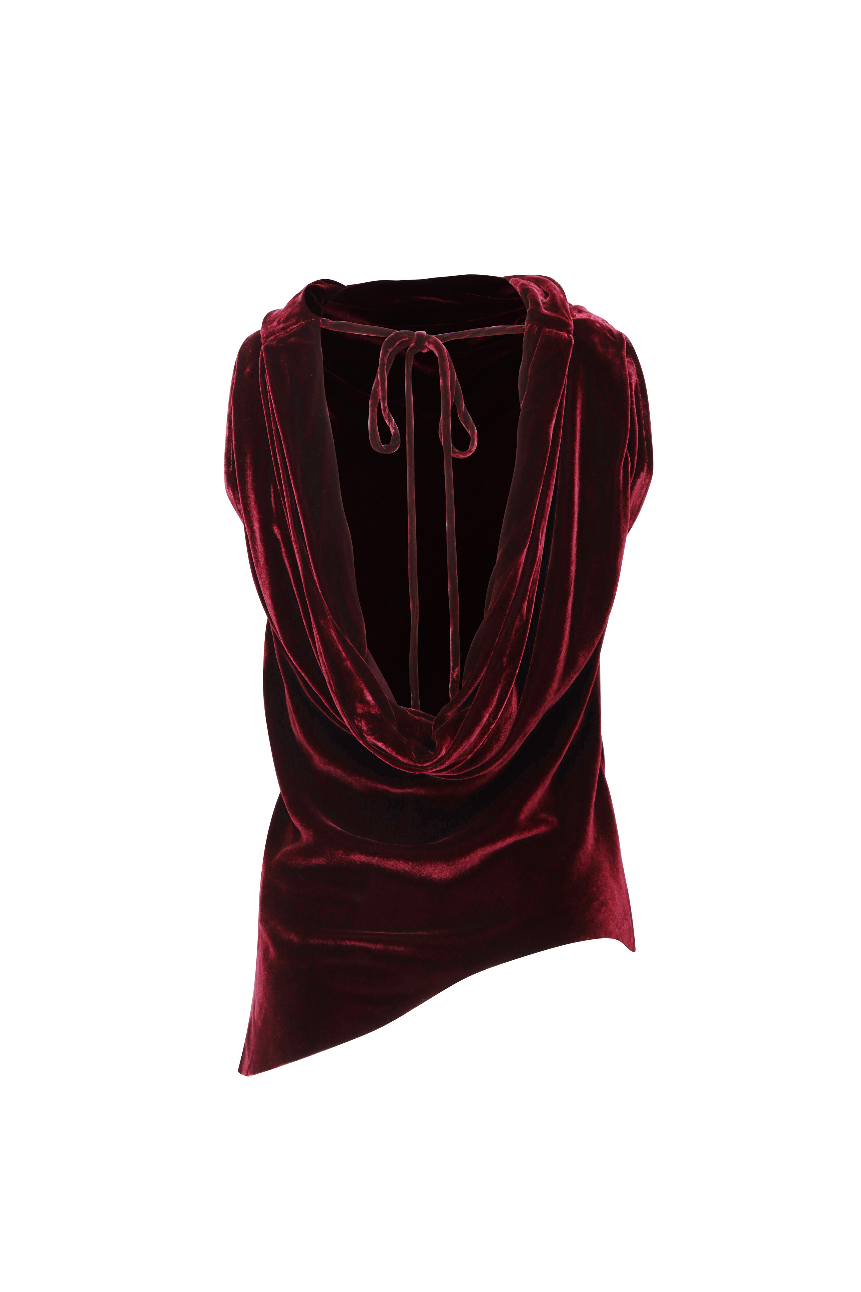 Marques ' Almeida - Burgundy Velvet Cowl Neck Blouse