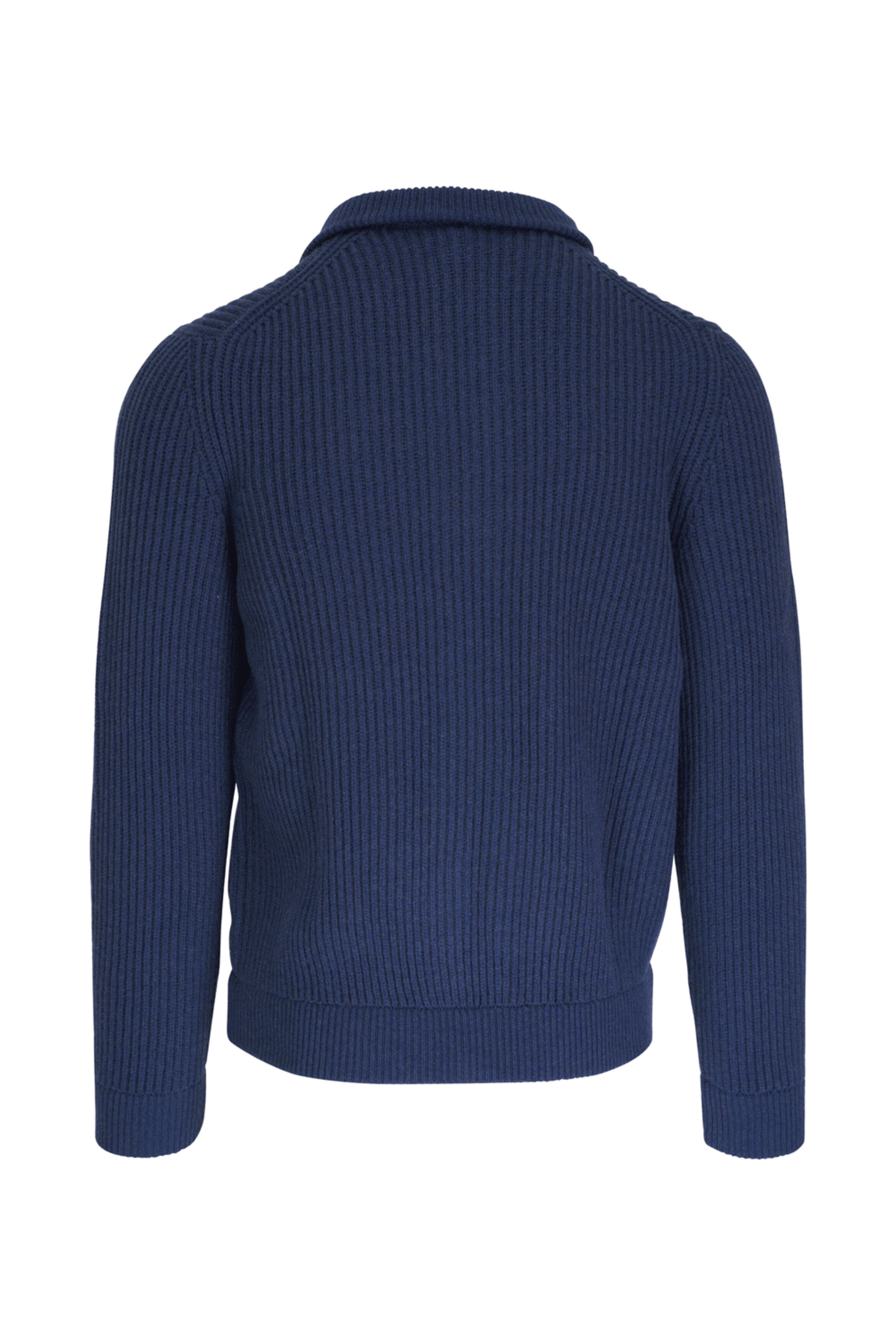 Fedeli - Navy Cashmere Full Zip Sweater