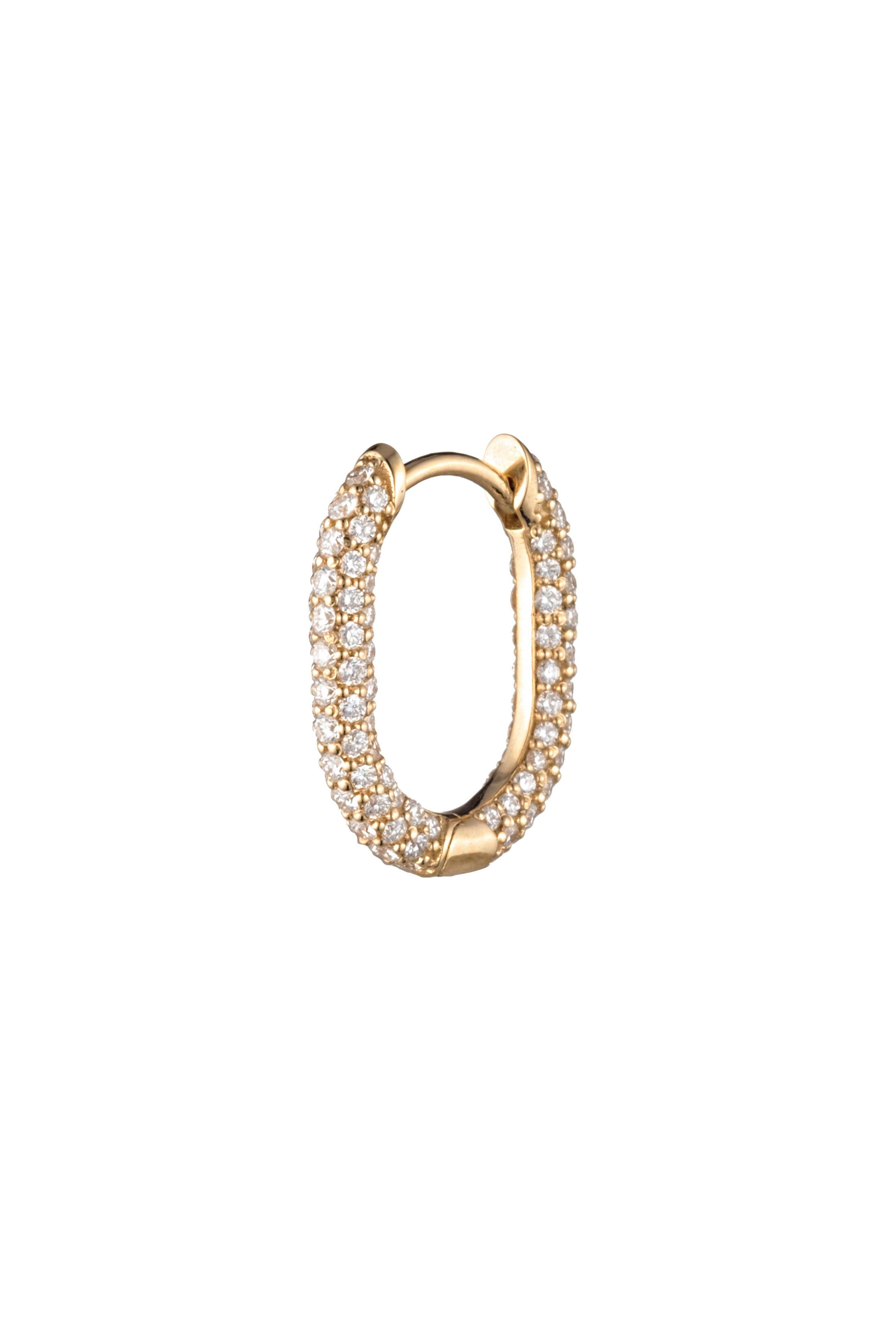 Foundrae - 18k Yellow Gold Pavé Petite Chubby Fob Earring - view 1