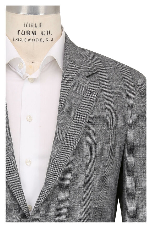 Brunello Cucinelli - Gray Plaid Wool, Linen & Silk Suit 