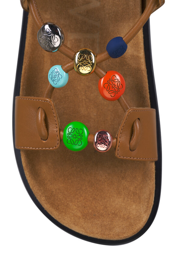 Loewe Pebble Beaded Camel Leather Sandal - view 5
