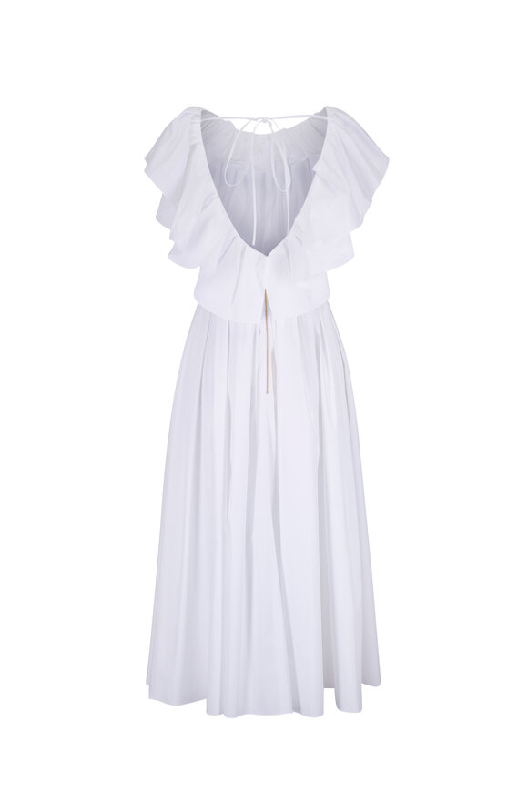 Carolina Herrera White Ruffled Neckline Midi Dress - view 5