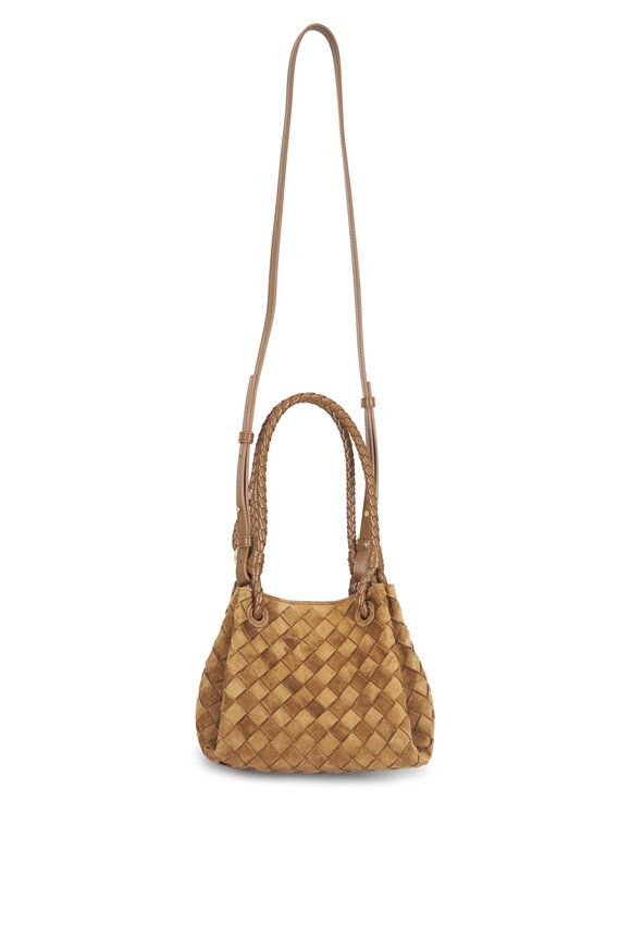 Bottega Veneta Small Parachute Dark Caramel Intrecciato Suede Bag - view 5