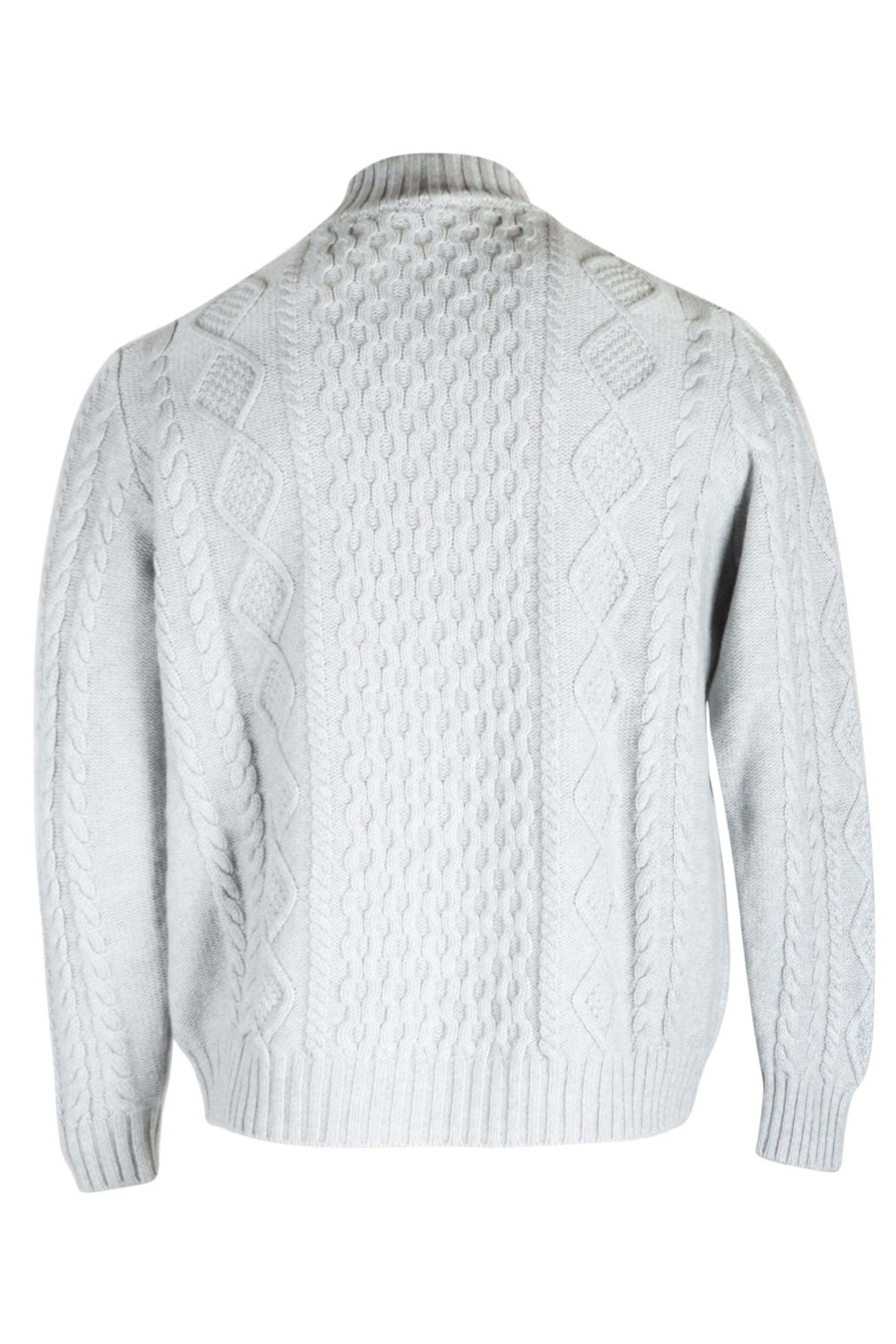 Kiton - Pearl Gray Cable Knit Sweater