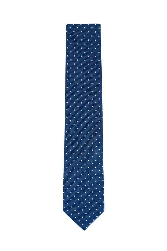 Tom Ford Blue Dot Print Silk Necktie