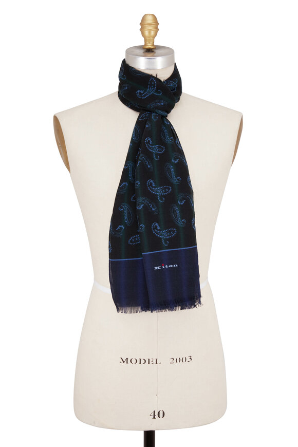 Kiton - Hunter Green Paisley Cashmere Scarf