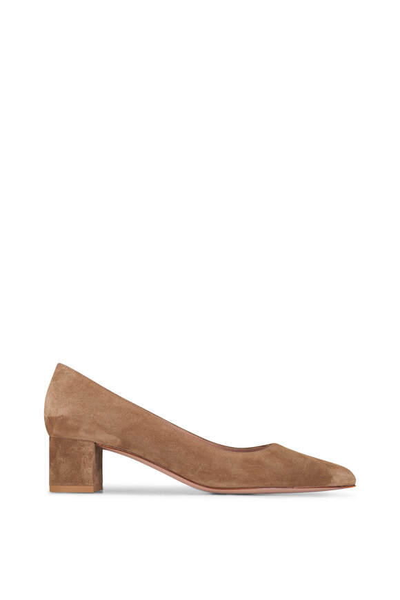 Gianvito Rossi - Piper Camel Suede Block Heel Pump, 45mm