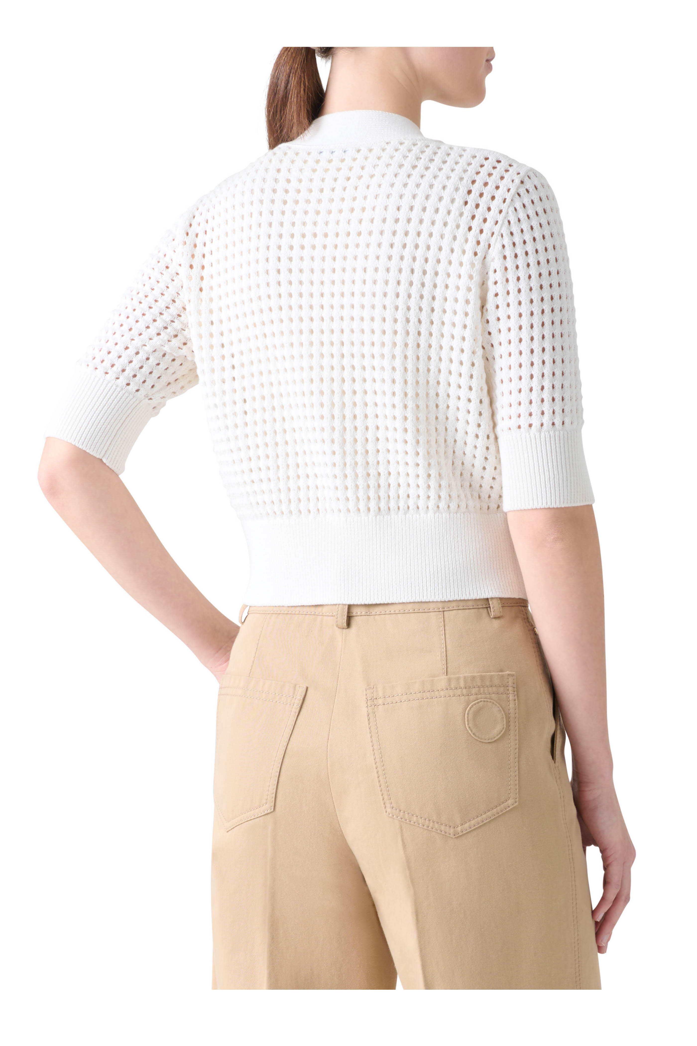 Akris Punto - Cream Volume Sleeve Sheer Knit Cardigan - view 3