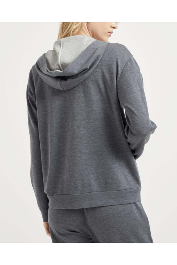 Brunello Cucinelli Gray Felpa Zip Hoodie - view 5