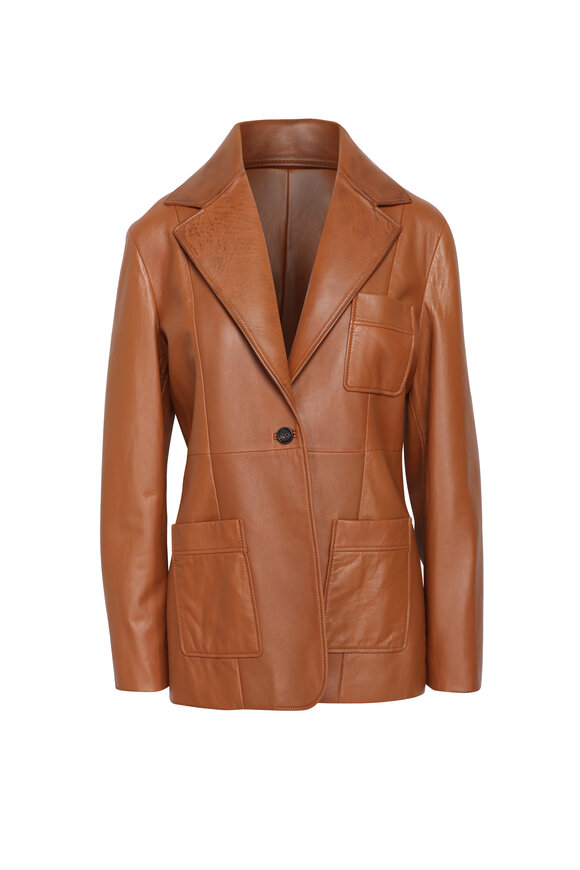 Chloé Ochre Delight Leather Single Button Blazer