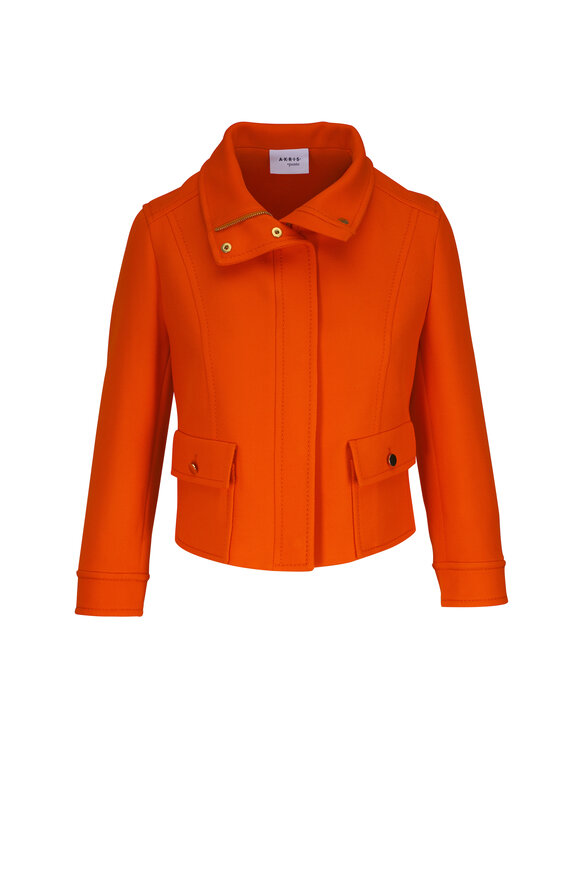 Akris Punto Orange Signature Wool Fitted Jacket