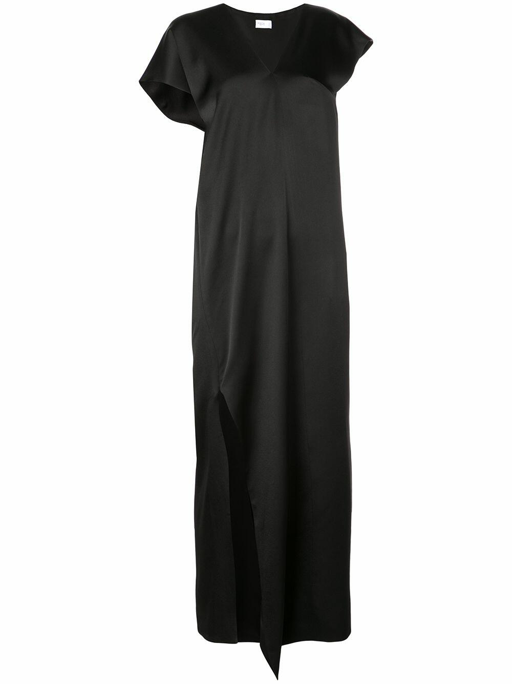 Rosetta Getty - Black Satin Assymetric Caftan Dress