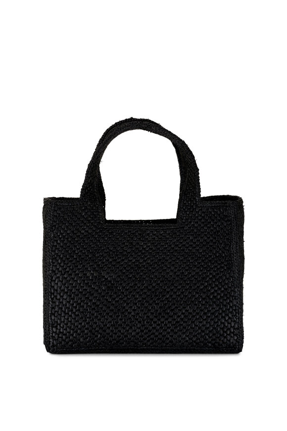 Loewe - Small Loewe Font Black Raffia Tote