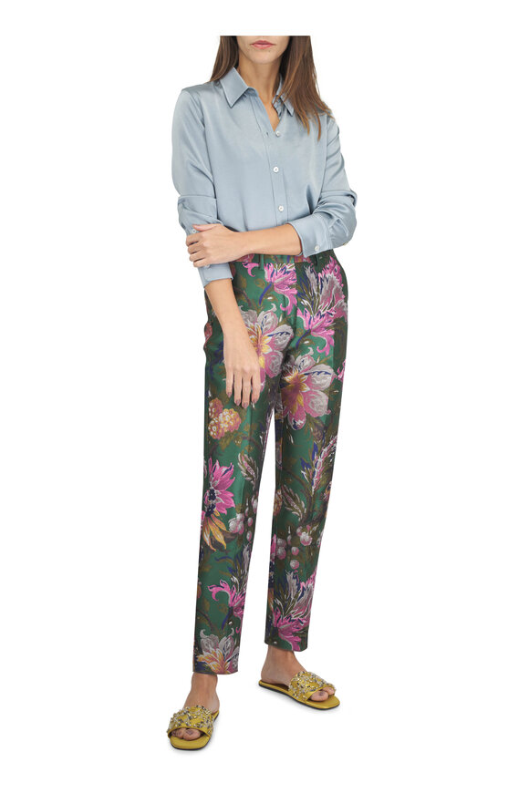 Etro Bristol Green Paisley Floral Multi Jacquard Pant - view 2