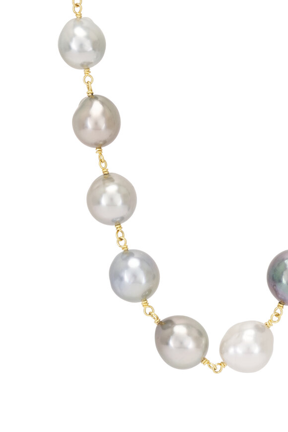 Caroline Ellen 20k Yellow Gold Mixed Tahitian Wrap Necklace - view 2