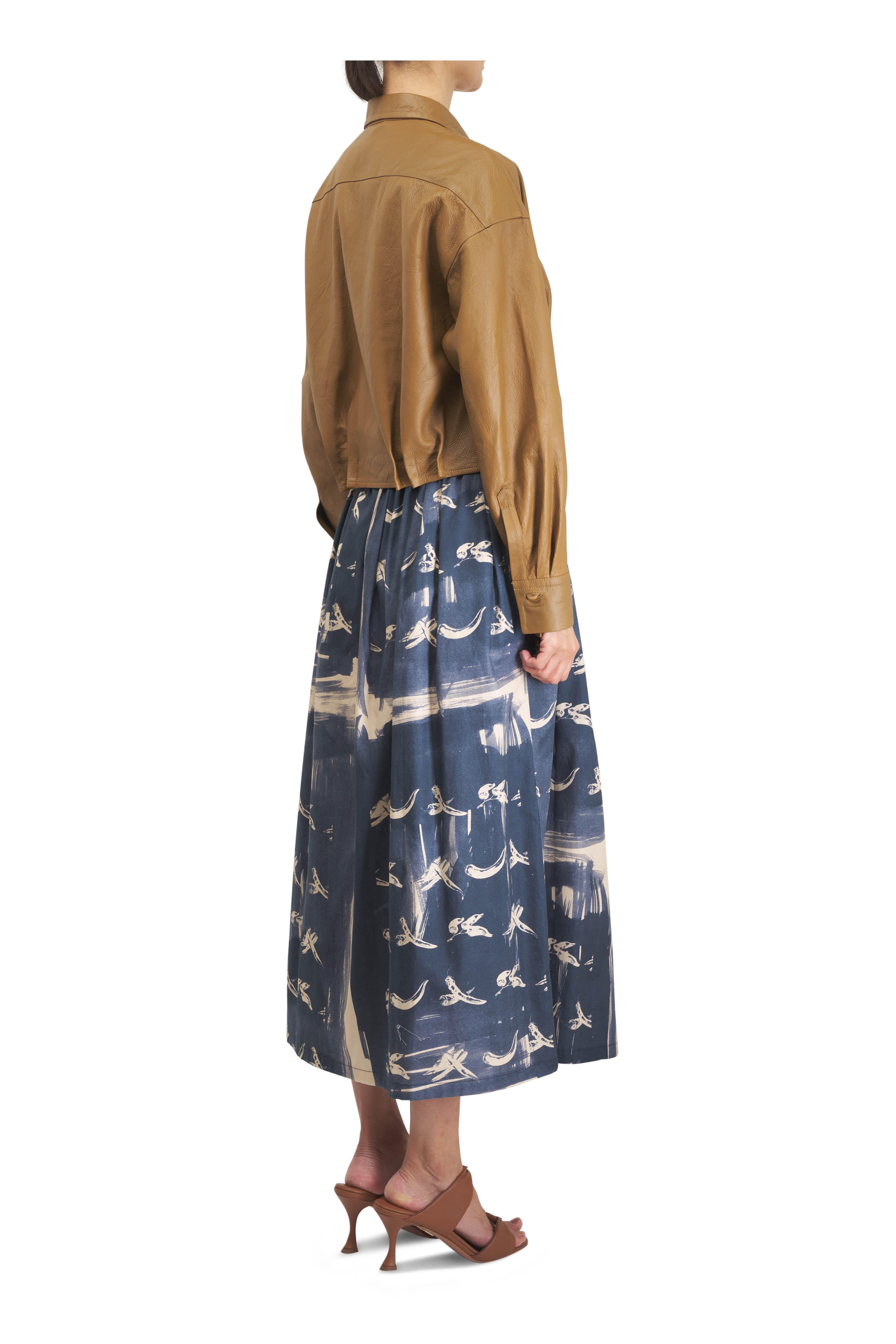Odeeh - China Blue Chilies Print Cotton Skirt