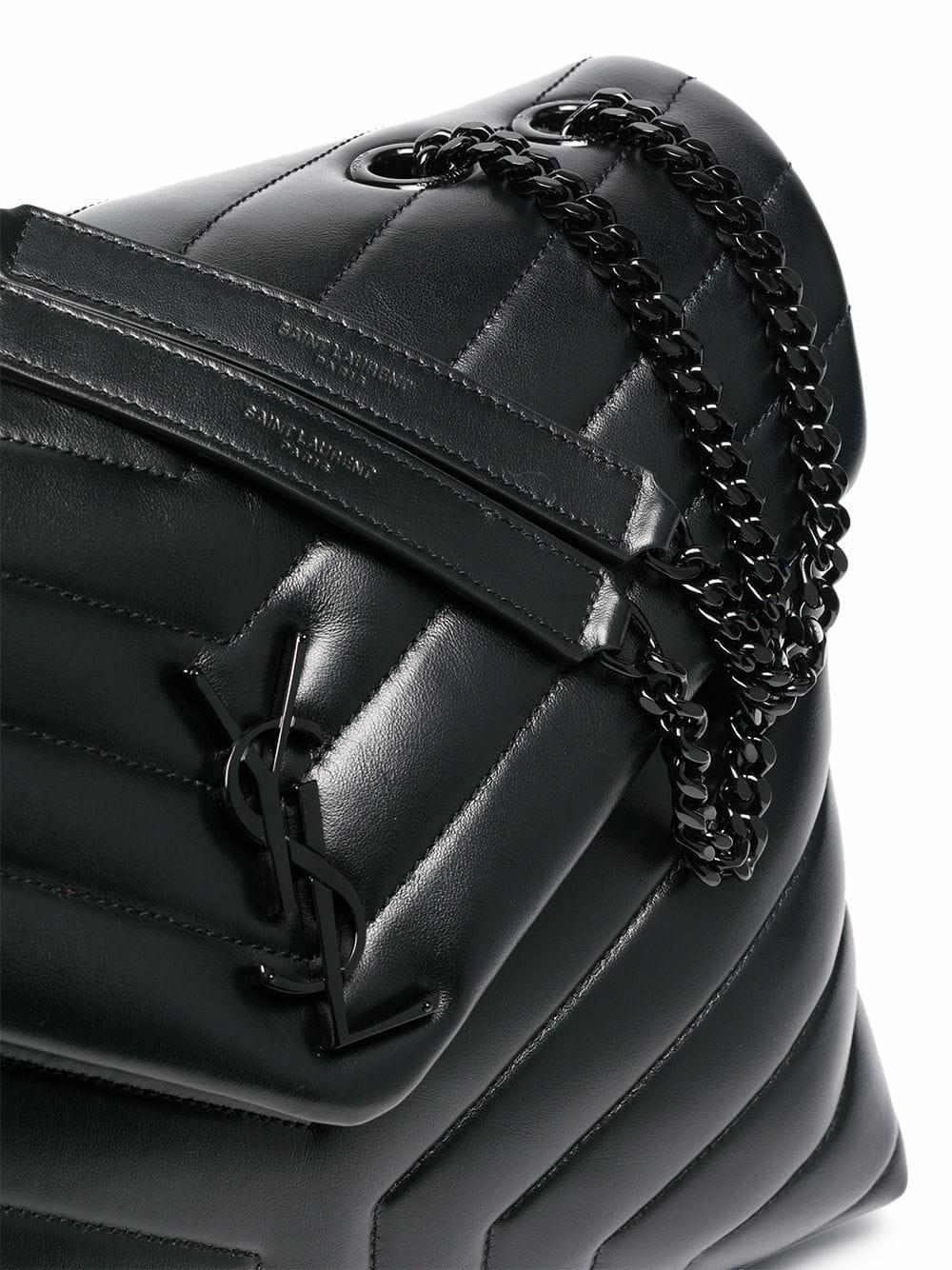 Saint Laurent Loulou Medium Chain Bag In Quilted Leather Black