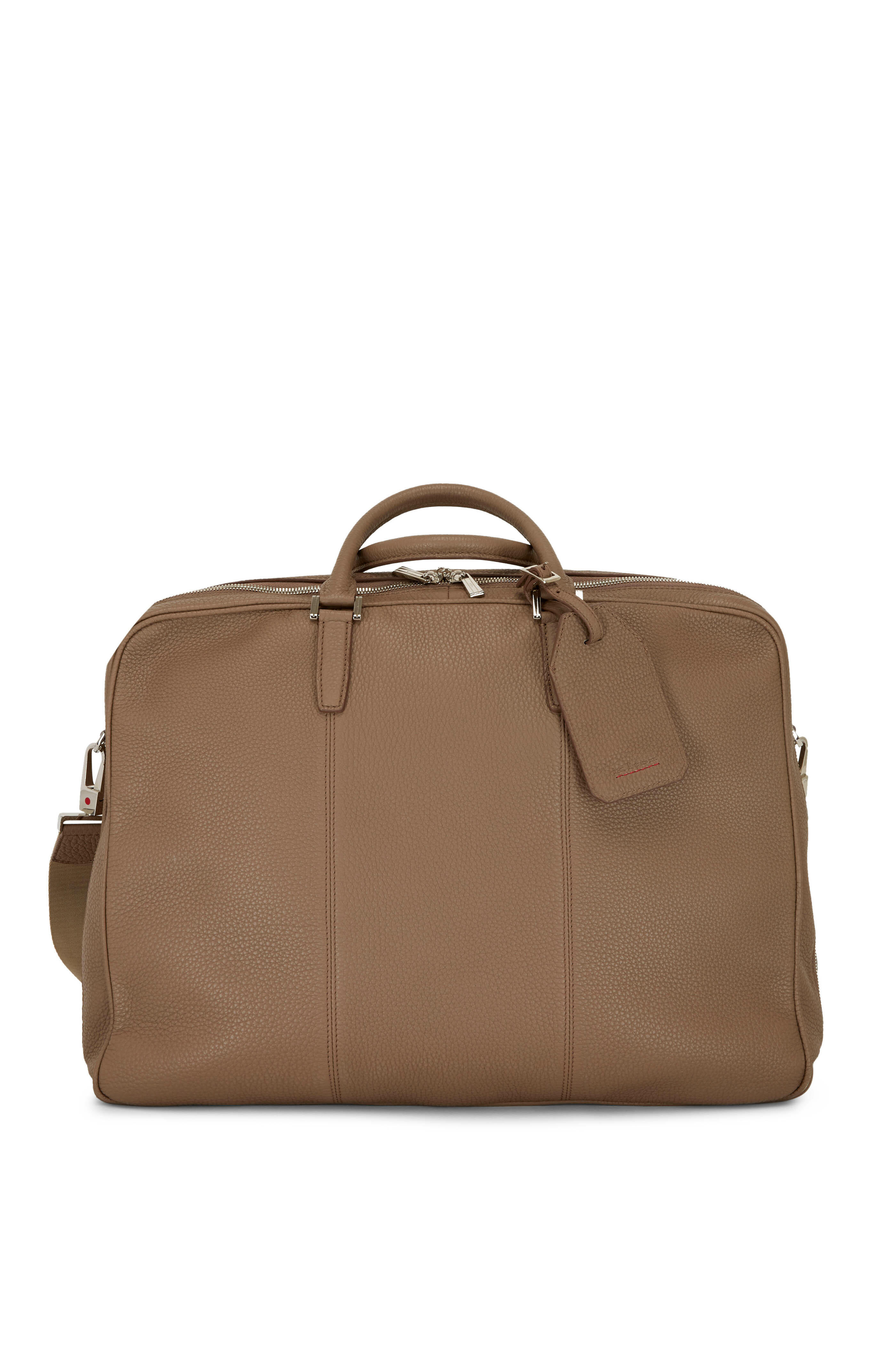Kiton - Taupe Grained Leather Messenger Bag