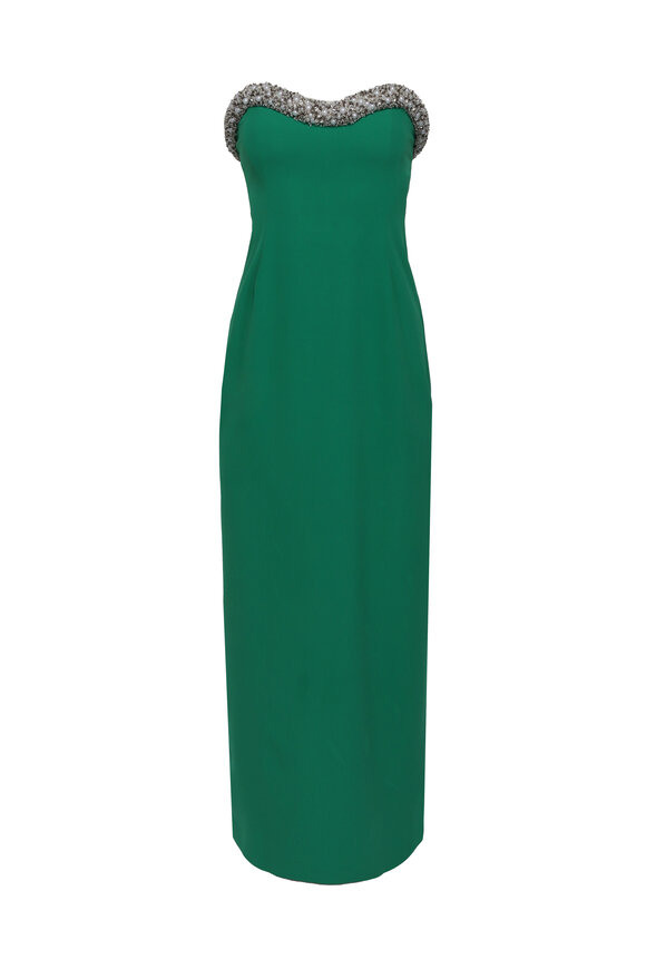 Simkhai Riona Kelly Green Embellished Bustier Gown