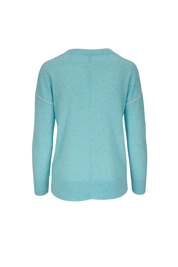 Kinross - Turquoise V-Neck Cashmere Sweater 