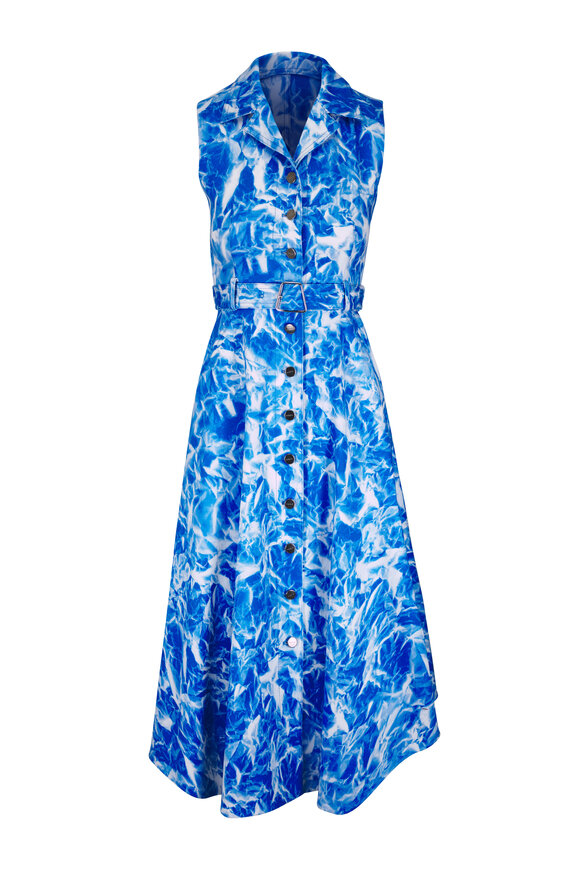 Akris Blue & White Printed Denim Mini Dress