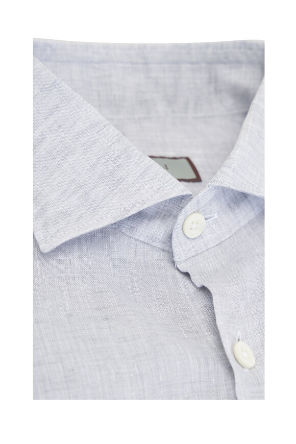 Canali - Solid Light Gray Linen Sport Shirt