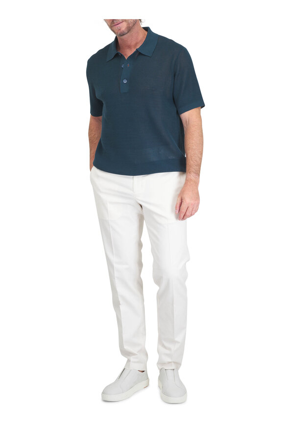 Orlebar Brown Keeling Lario Green Cotton Knit Polo - view 2