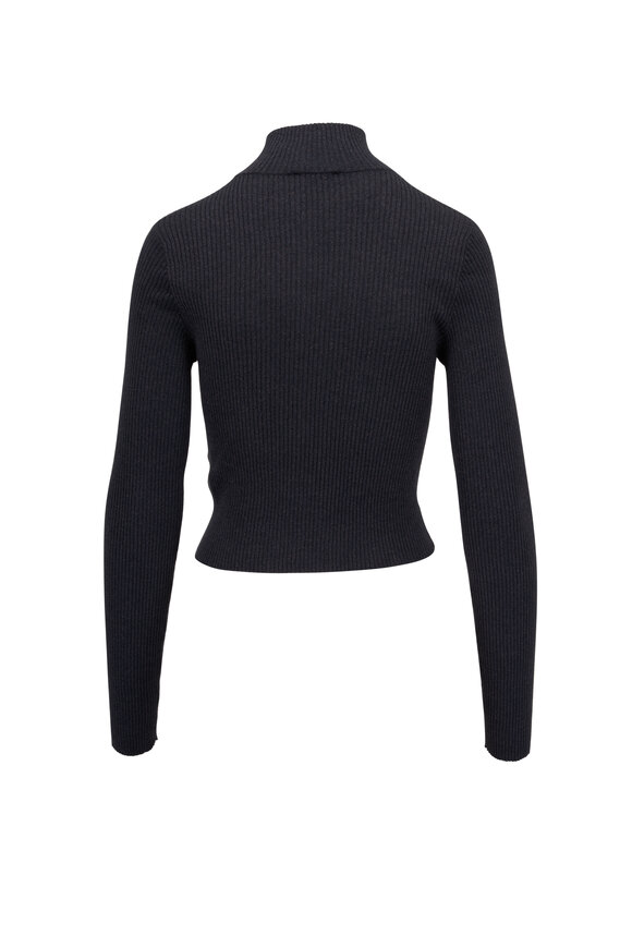 Brunello Cucinelli - Navy Ribbed Cropped Mockneck