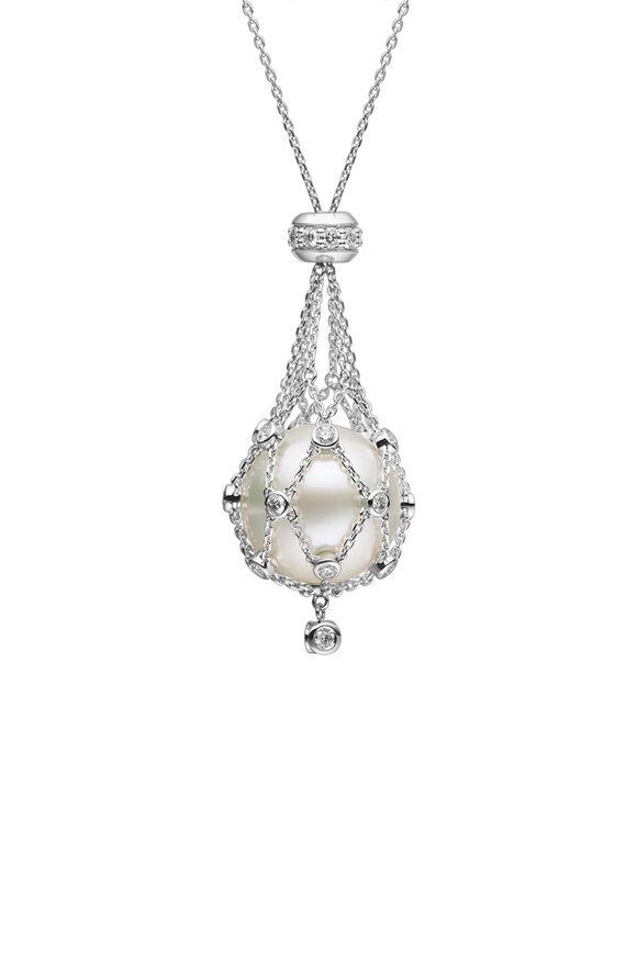 Paspaley White Diamond Lavalier Pearl Necklace - view 2