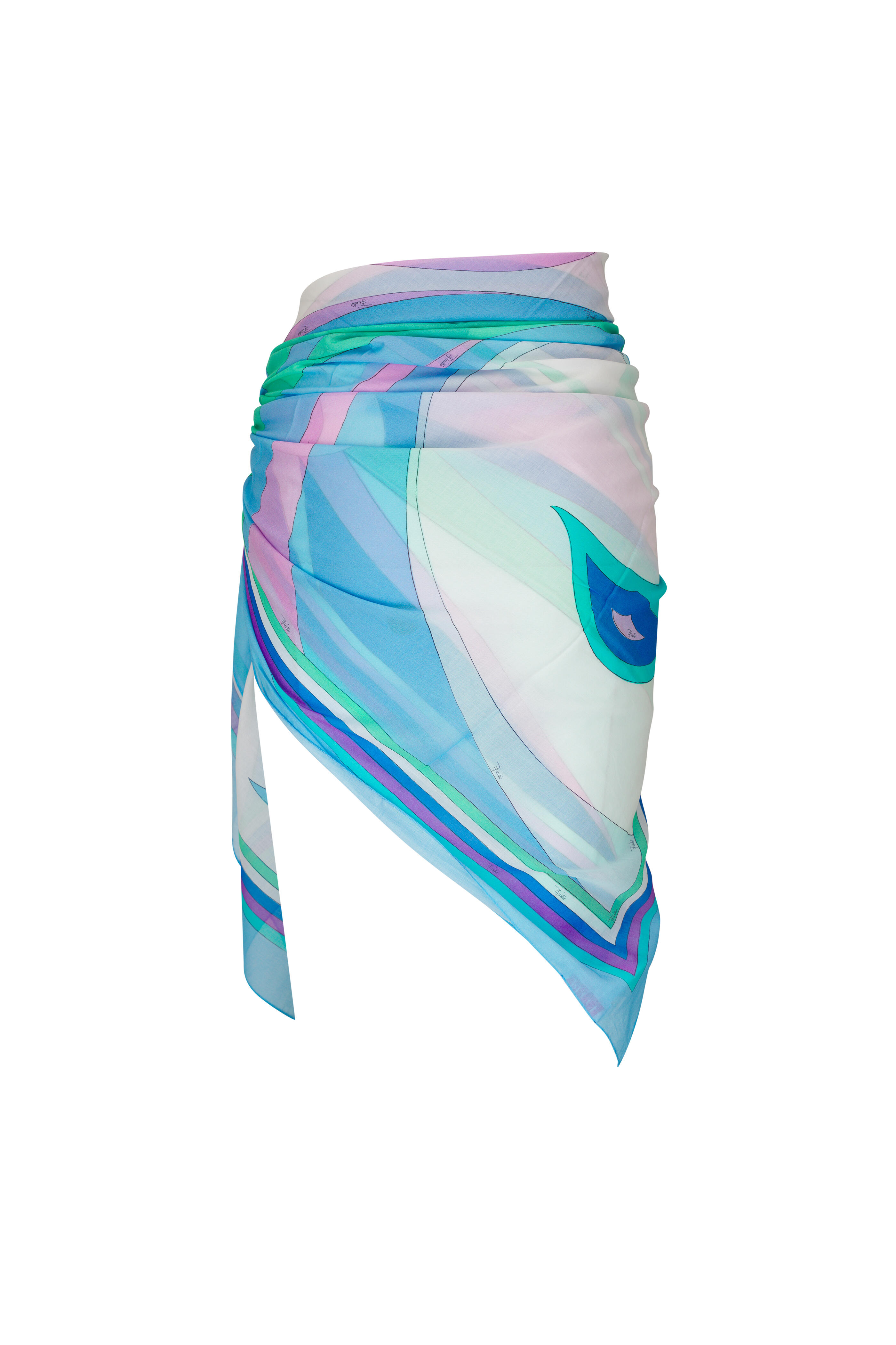 Pucci - Blue & White Cigni Print Cotton Sarong