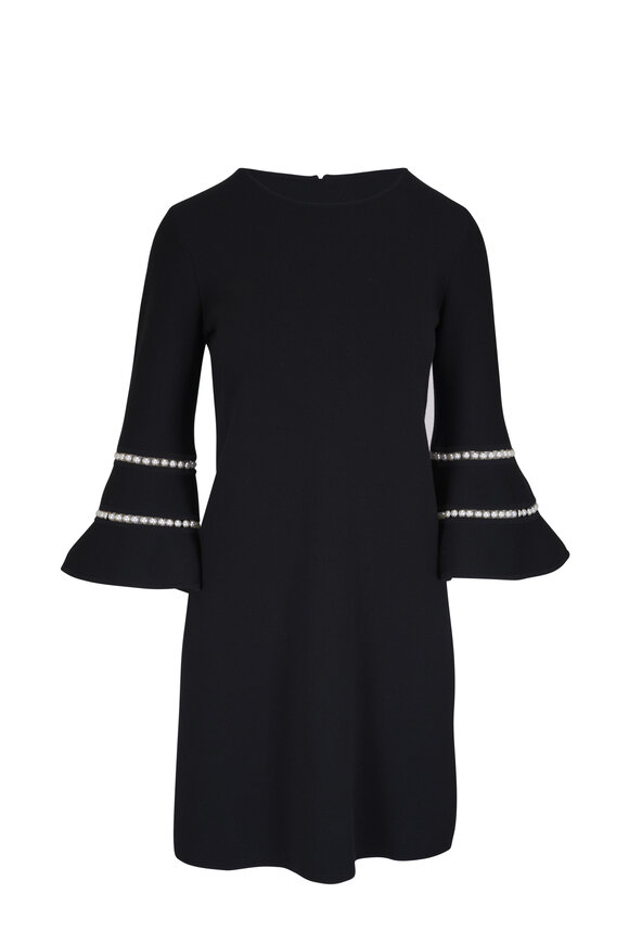 Carolina Herrera Black Embellished Ruffle Sleeve Mini Dress