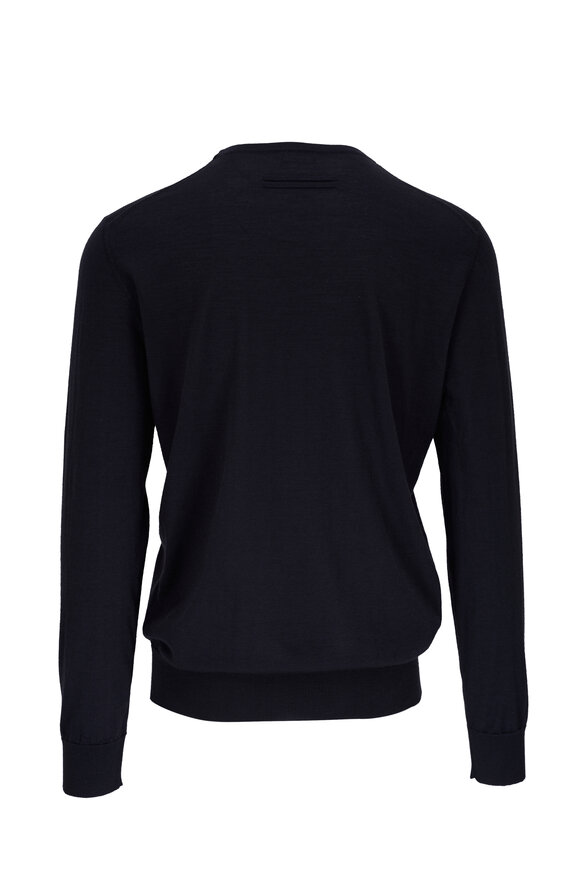 Zegna - Navy Cashmere & Silk Crewneck Sweater