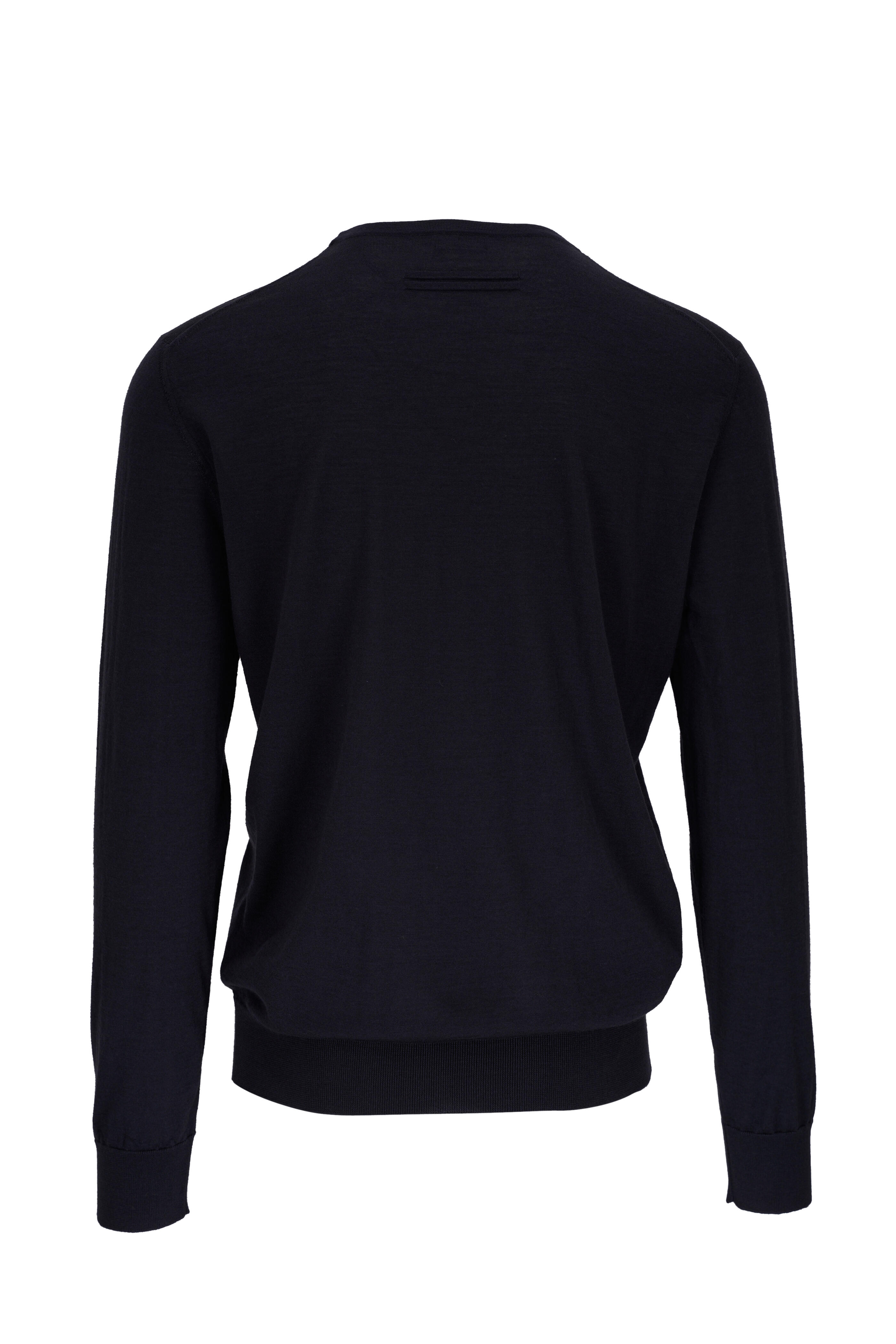 Zegna - Navy Cashmere & Silk Crewneck Sweater | Mitchell Stores