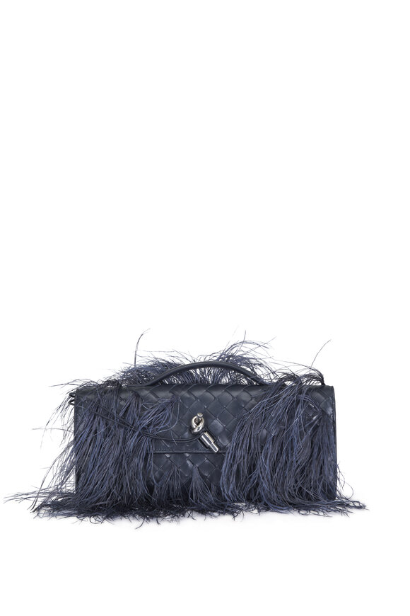 Bottega Veneta Andiamo Midnight Leather & Feather Clutch - view 1