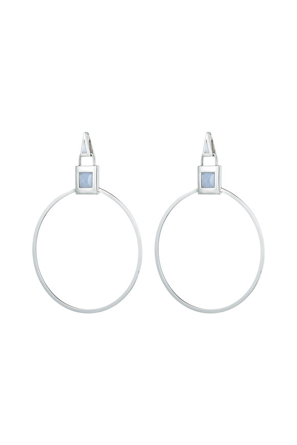 Eddie Borgo - Silver Gemstone Padlock Hoop Earrings