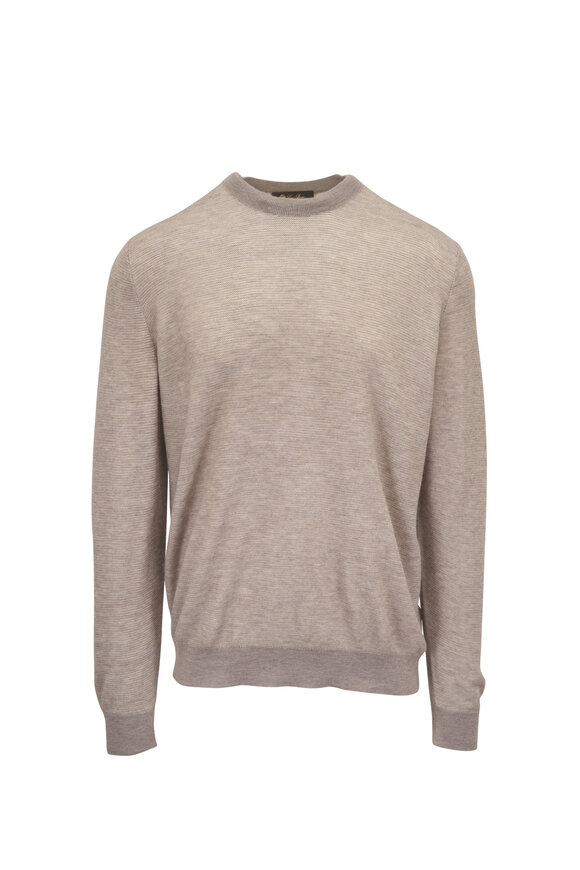 Loro Piana Manipur Nougat Cashmere & Silk Crewneck Sweater