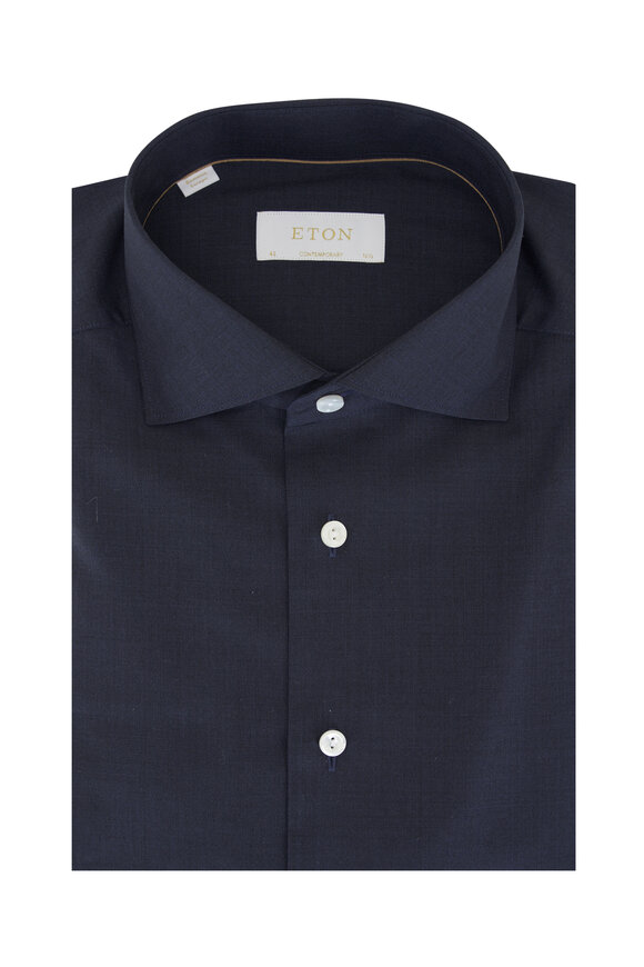 Eton - Solid Navy Wool Dress Shirt