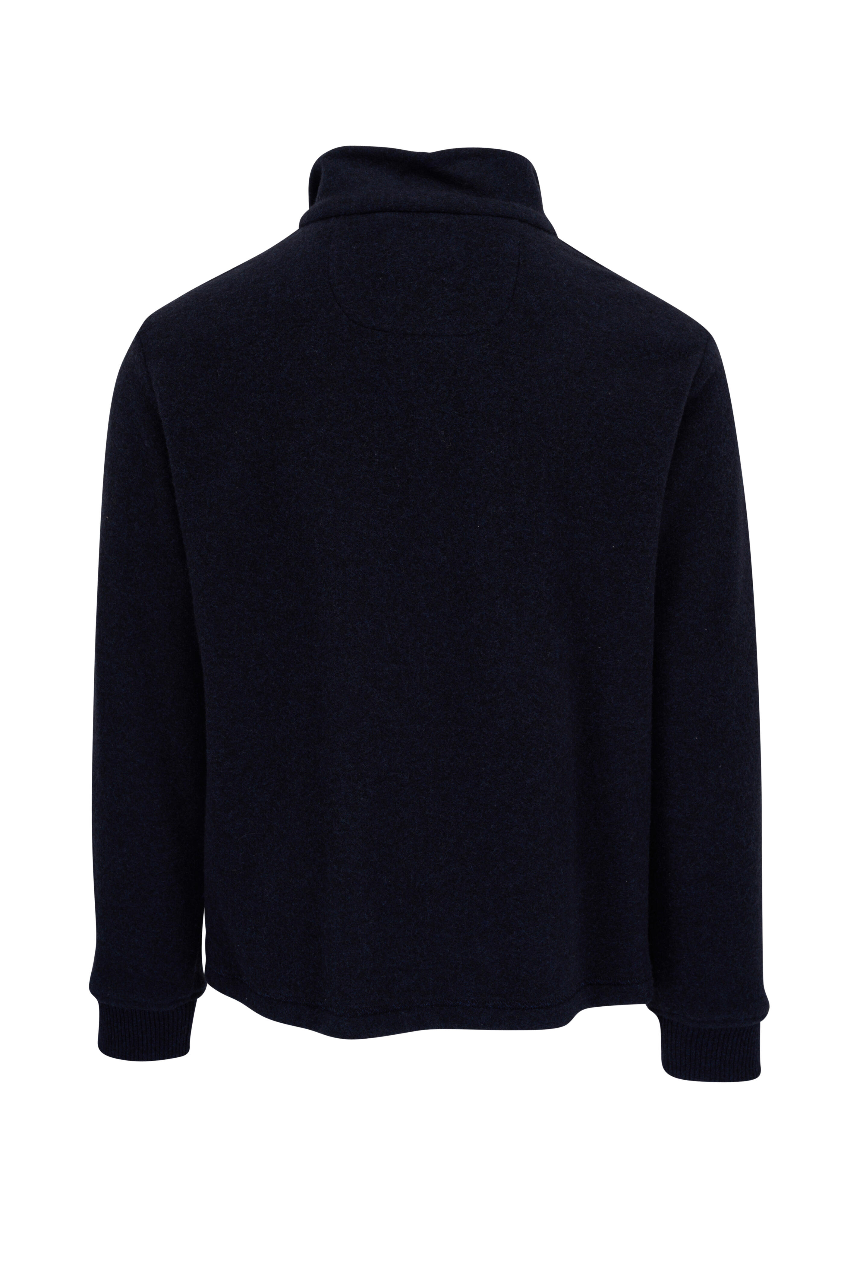 Fedeli - Navy Blue Cashmere Velour Full Zip Sweater