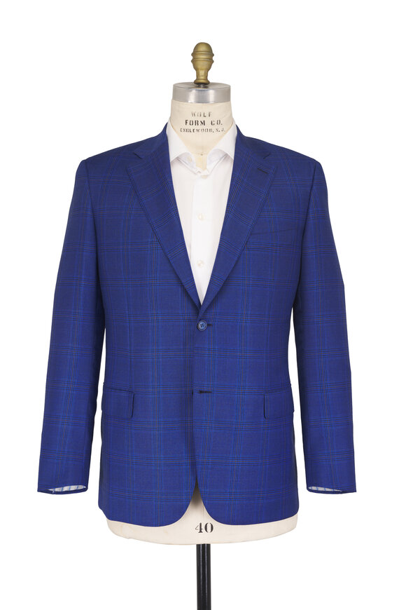 Brioni Royal Blue Prince of Wales Wool Sportcoat - view 2