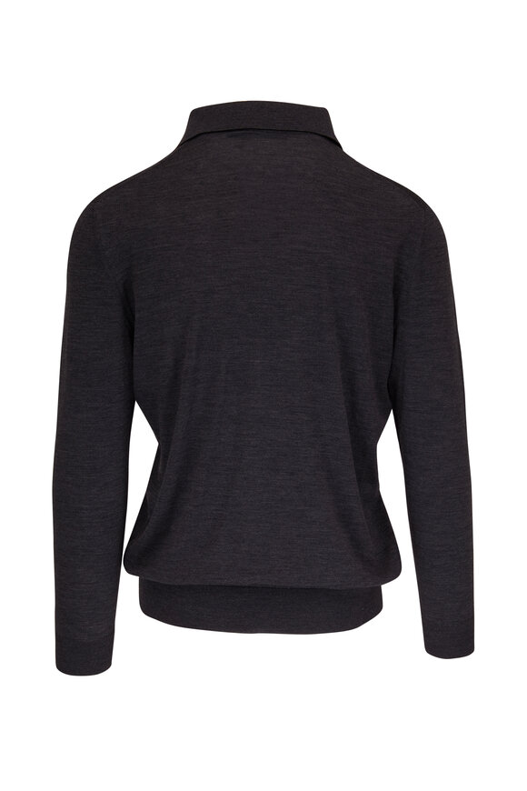 Kiton - Solid Gray Long Sleeve Polo 