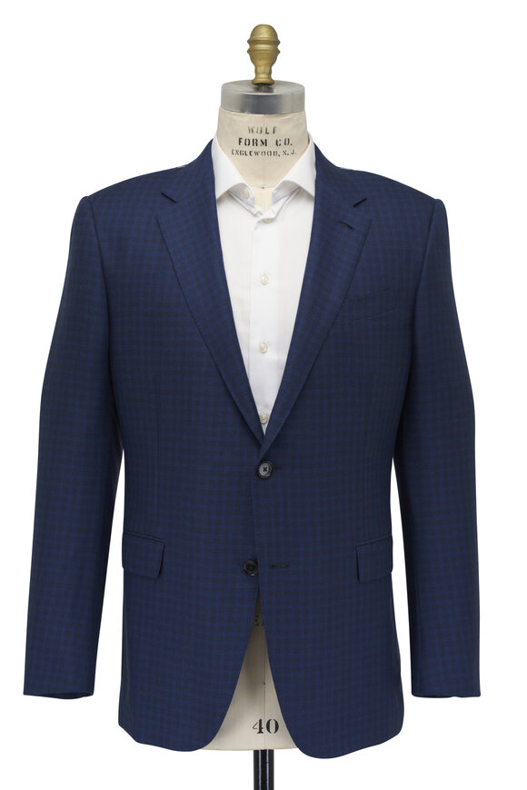 Zegna - Blue Check Cashmere & Silk Sportcoat