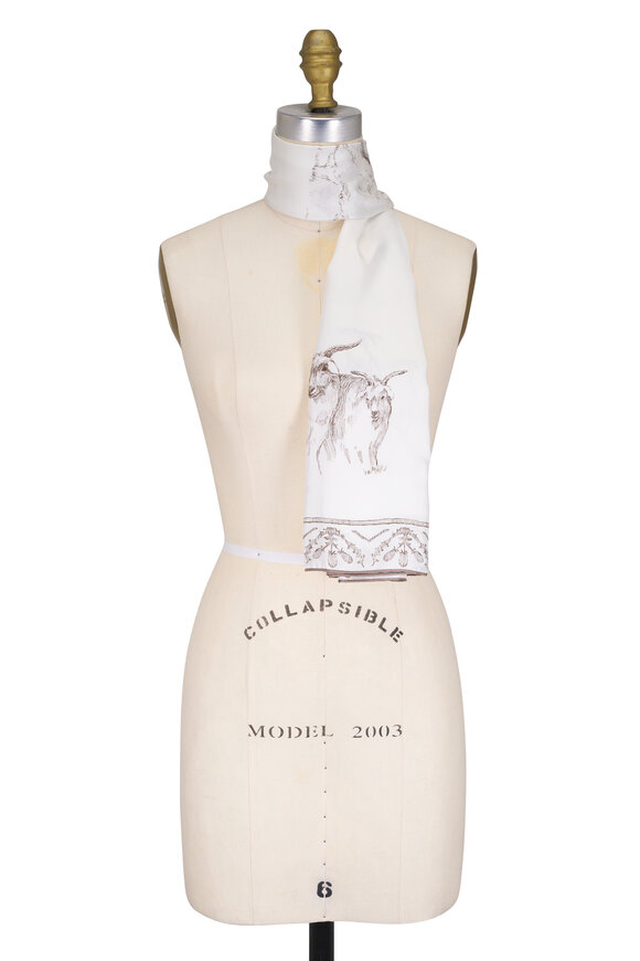 Loro Piana Le Origini Delle Eccellenze White & Gray Foulard