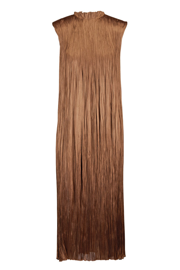Ralph Lauren Virna Bronze Pleated Lamé Cocktail Dress - view 1