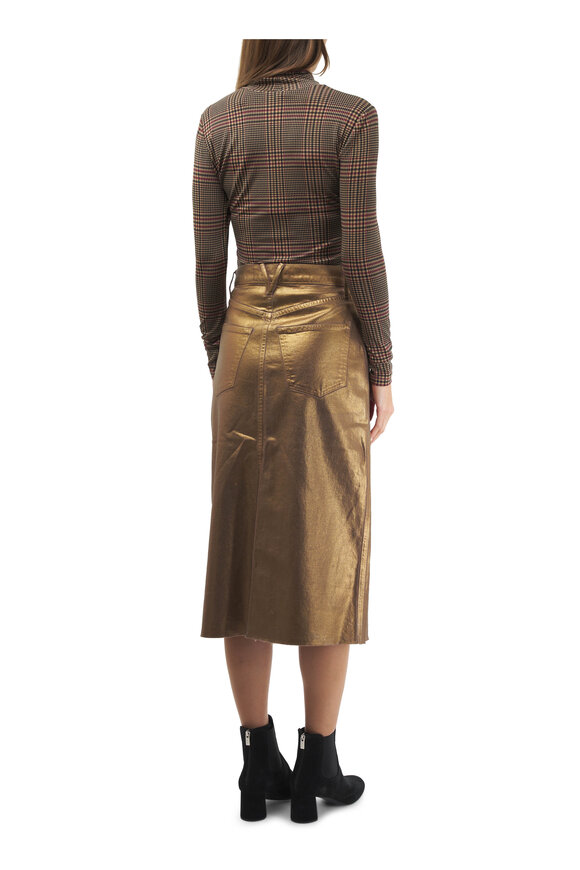 Veronica Beard - Victoria Metallic Brass Midi Skirt