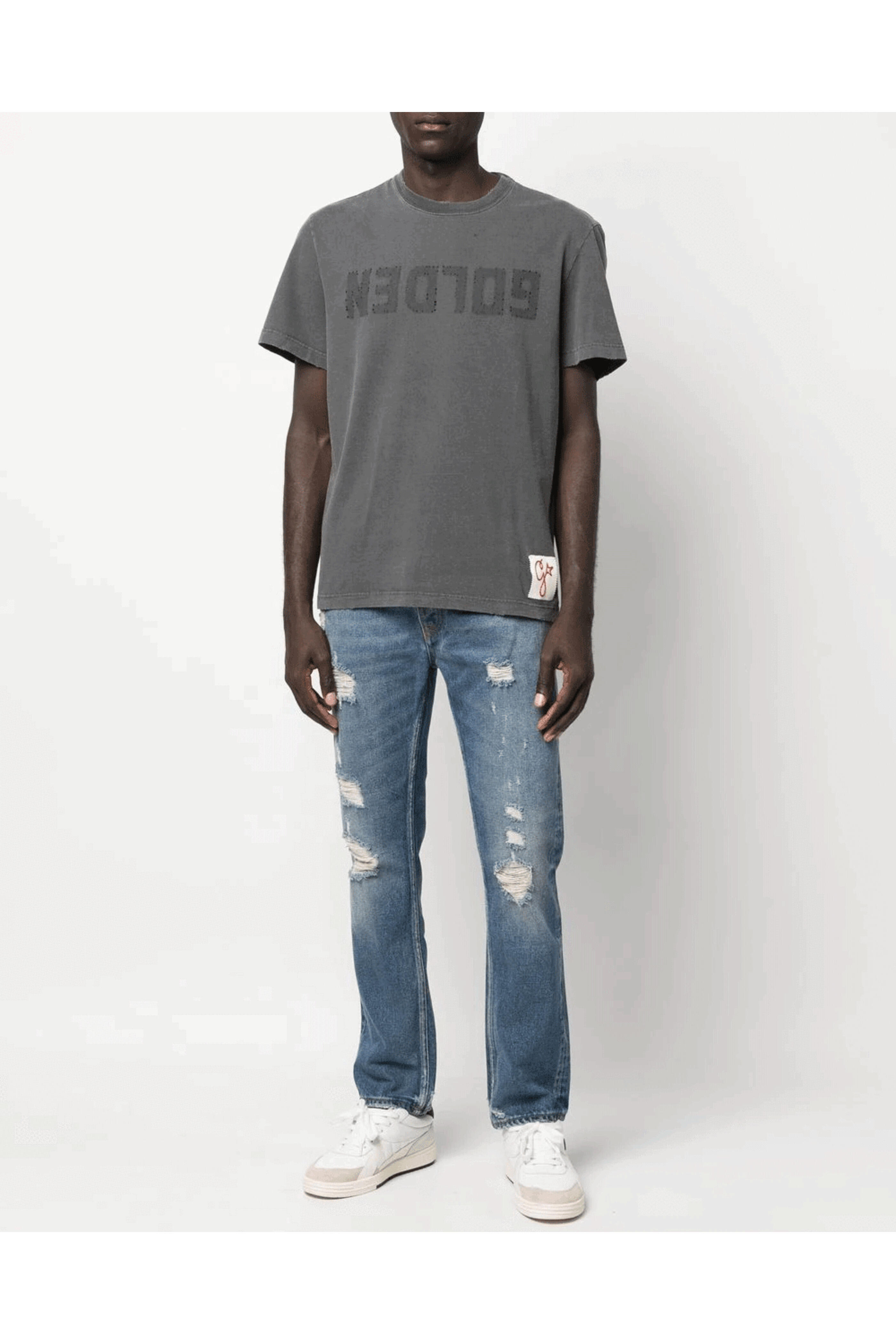 Golden Goose - Anthracite Distressed Logo Graphic T-Shirt