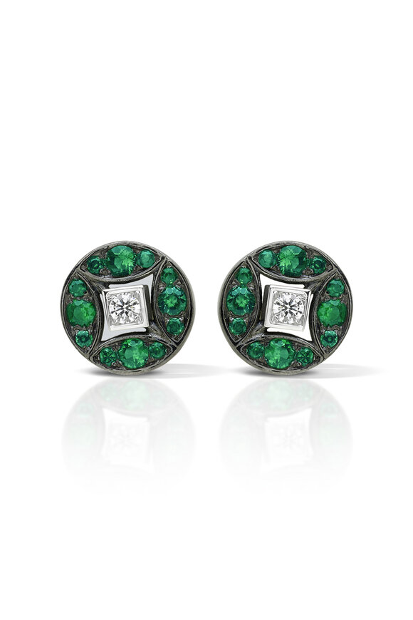 Mariani Emerald & Diamond Lucilla Star Stud Earrings - view 2