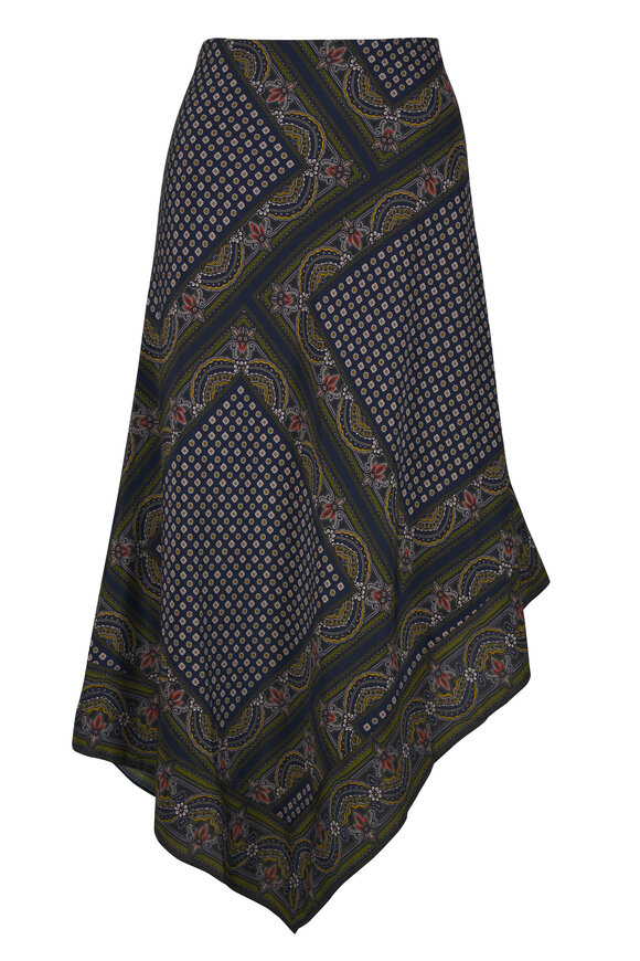 Veronica Beard Hartley Heritage Navy Multicolor Asymmetric Skirt - view 1